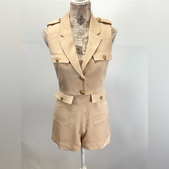 ALICE & OLIVIA Beige PHILLIS sleeveless romper size 4 - Picture 9 of 16